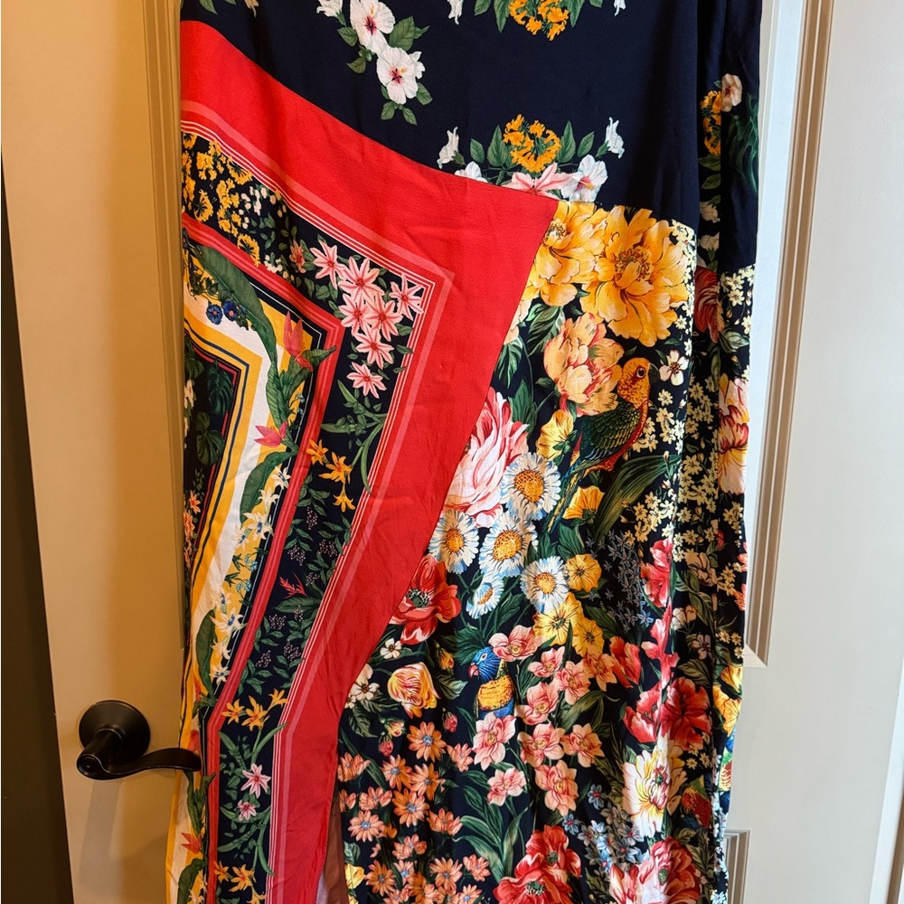 Anthropologie Red Pink Maxi A-line Skirt for Cocktail Night Out